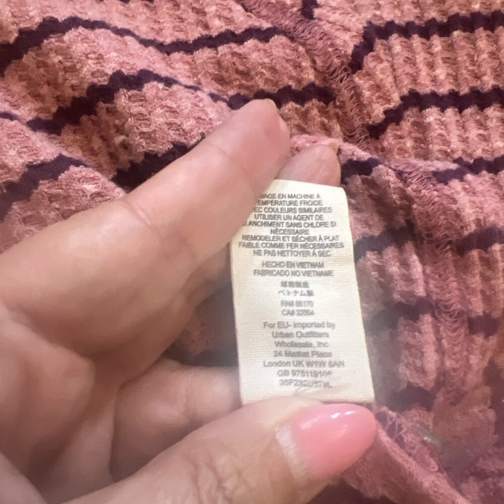 Free People We The Free Striped Slouchy Top Linen Blend Shirt Pink Size Large - Picture 8 of 10